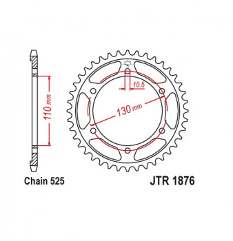 Ведомая звезда JT (44T) для Suzuki GSX-S1000 оригинал (арт. R187644), аналог JTR1876.44, JTR1876-44, JTR 1876, JTR 1876.44, JTR 1876-44, JT1876