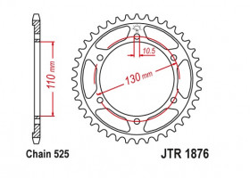 Ведомая звезда JT (44T) для Suzuki GSX-S1000 оригинал (арт. R187644), аналог JTR1876.44, JTR1876-44, JTR 1876, JTR 1876.44, JTR 1876-44, JT1876