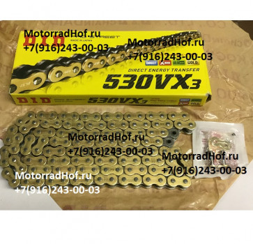 Цепь DID D530VX3124GB GOLD&amp;BLACK "ЗОЛОТАЯ-ЧЁРНАЯ" (Цепь VX3!!) оригинал (арт. D530VX3GB124), аналог DID530VX3GB124, D530VXGB124, DID D530VX124GB, DID530VXGB124, DID530VX3 G&amp;B-124, D530VX3G&amp;B124, DID530VX3G&amp;B124