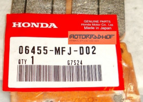 Передние колодки на один суппорт Honda оригинал, комплект (арт. 06455MFJD02), аналог 06455-MEL-003, 06455-MEL-013, 06455-MEL-D21,  06455-MEL-D22, 06455-MEL-D23, 06455MEL003, 06455MEL013, 06455MELD21,  06455MELD22, 06455MELD23, 06455-MFJ-D01, 06455MFJD01