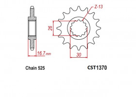 Ведущая звезда Supersprox (16T) оригинал (арт. F137016SS), аналог CST137016, JTF1370.16, JTF1370-16, JTF 1370, JTF1370.16, JTF1370-16, 23801MEED00, 23801-MEE-D00