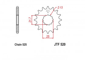 Ведущая звезда JT (17T) с демпфером оригинал (арт. F52017RB), аналог JTF520.17, JTF520-17, JTF 520